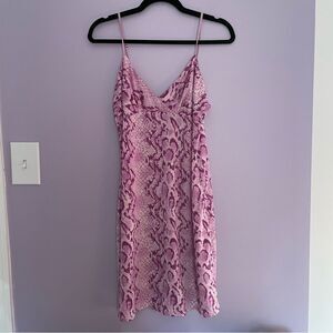 Natori Slip Dress in Purple Snakeskin Print size M Sleeveless Mini Dress